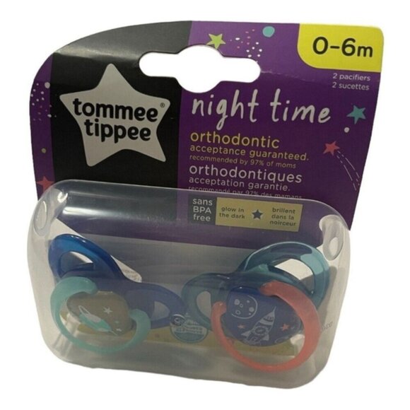 Tommee Tippee Pacifier Set Glow in The Dark Space Theme 0 to 6 months - Picture 3 of 3